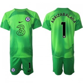 Günstige Fußballtrikots Chelsea Arrizabalaga 1 Torwart Kinder 2022-23 Grüne Kurzarm
